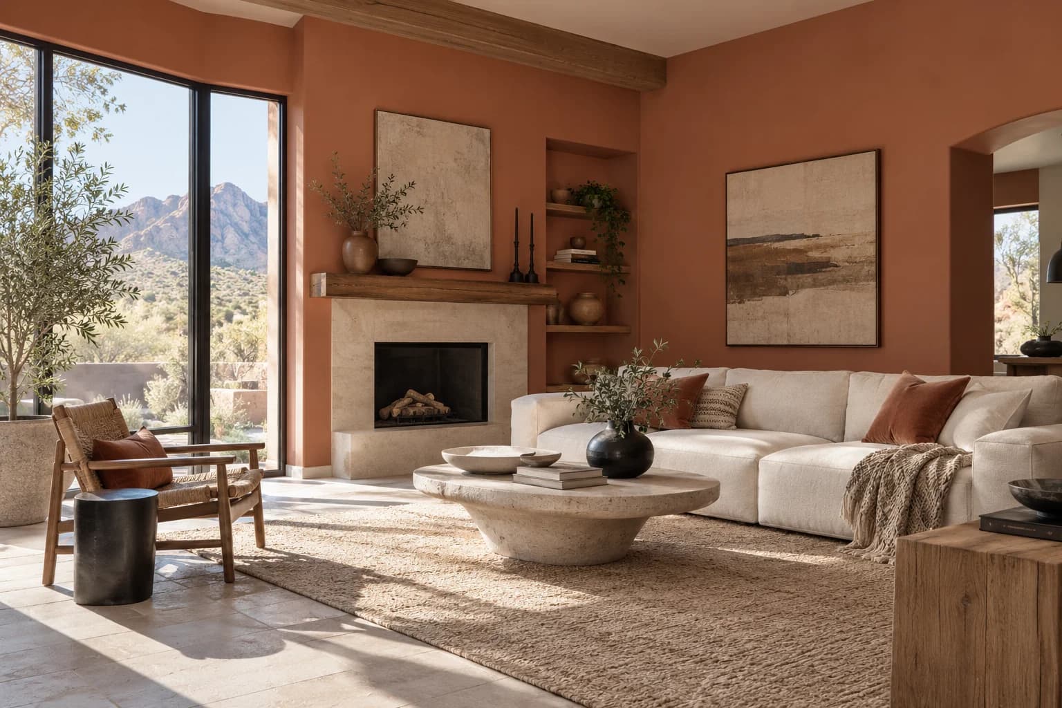 Cavern Clay walls in a southwestern modern living room
