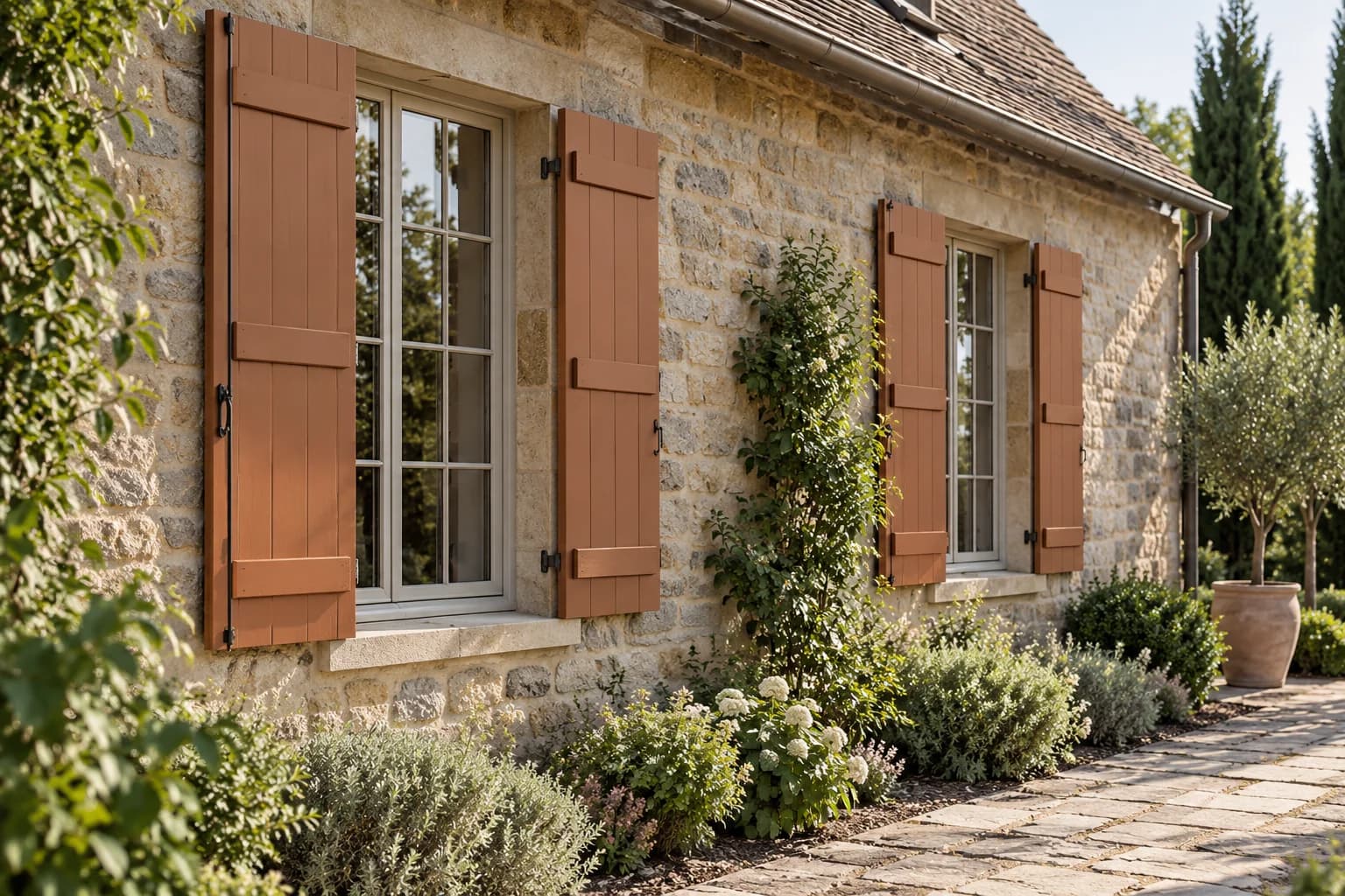 Shutters & trim featuring Cavern Clay paint