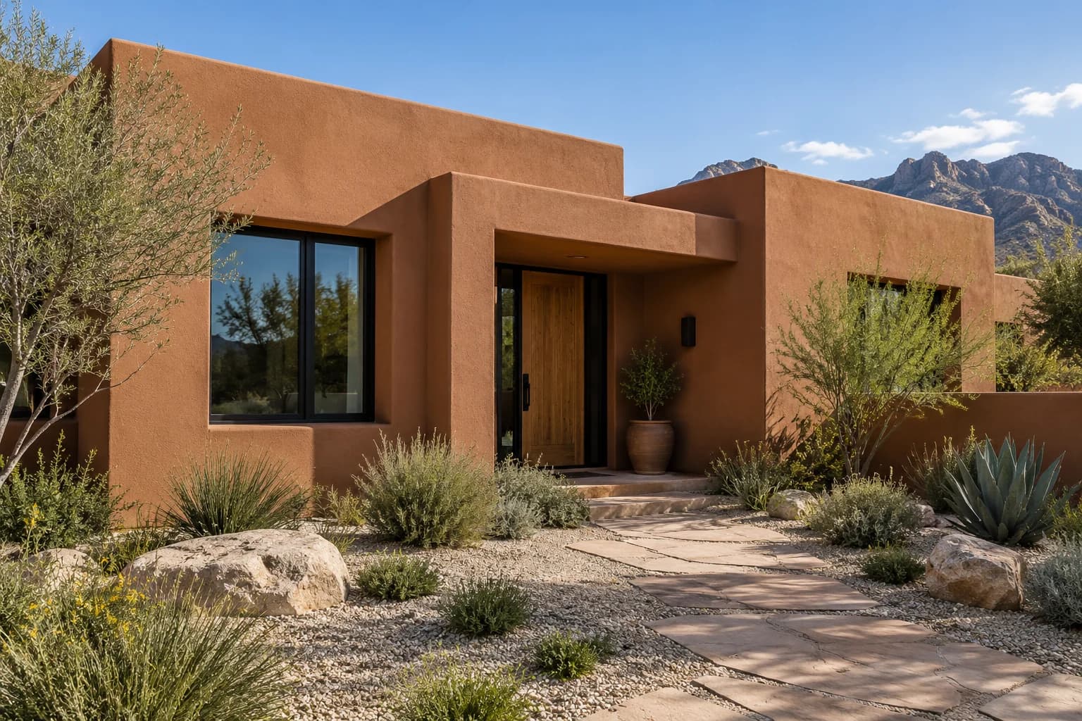 Stucco featuring Cavern Clay paint