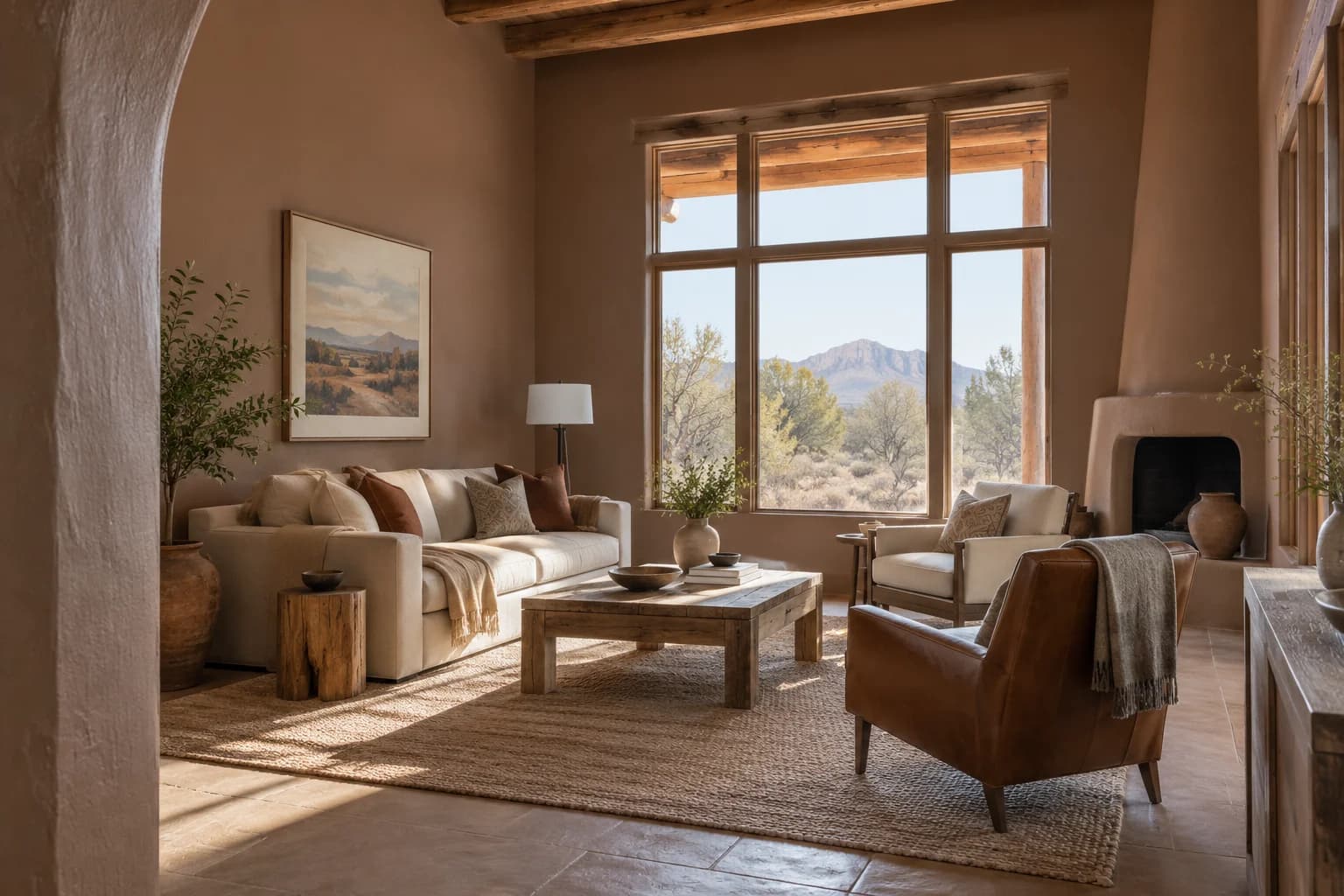 Art and Craft walls in a Southwestern living room