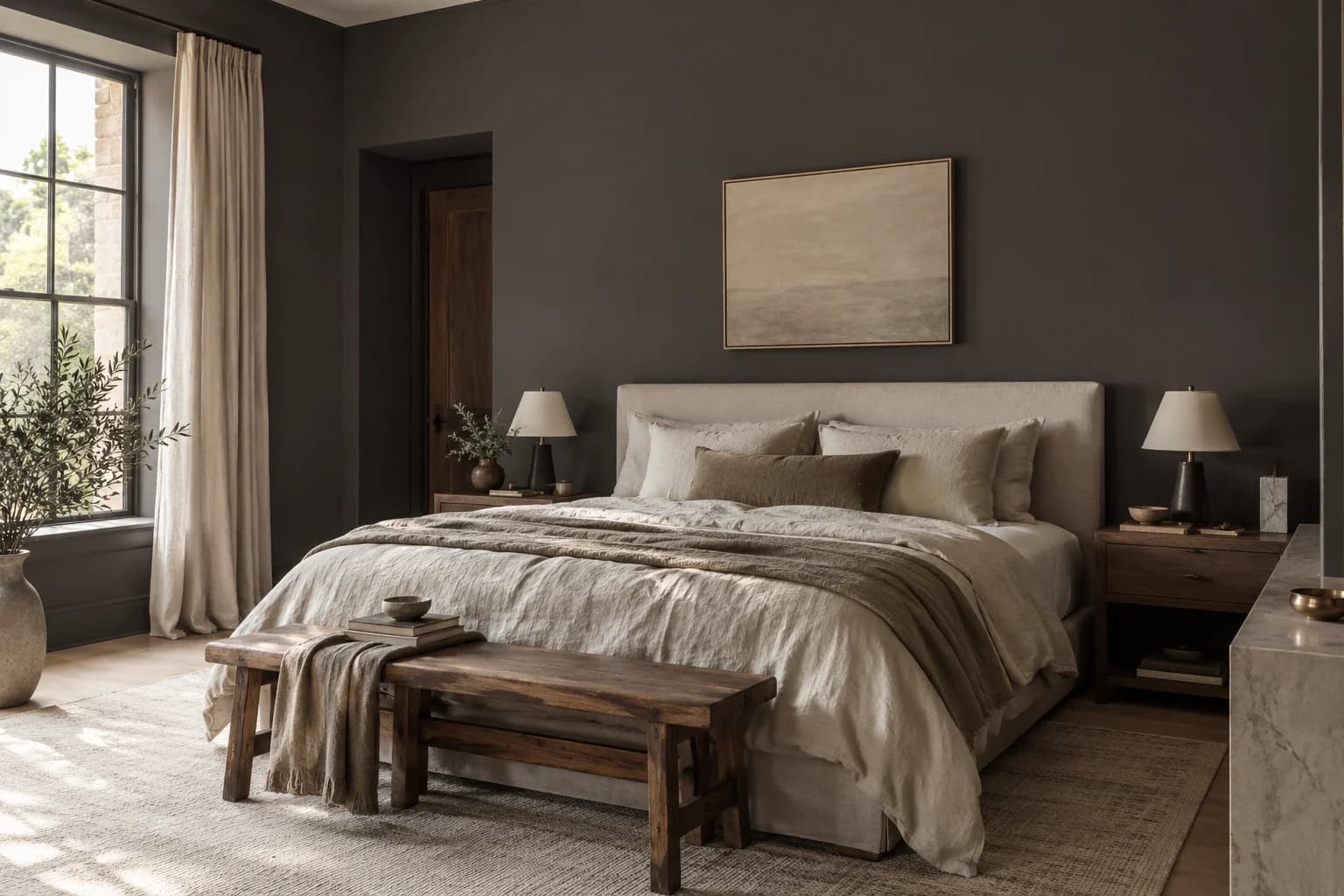 Bedroom featuring Black Bean paint