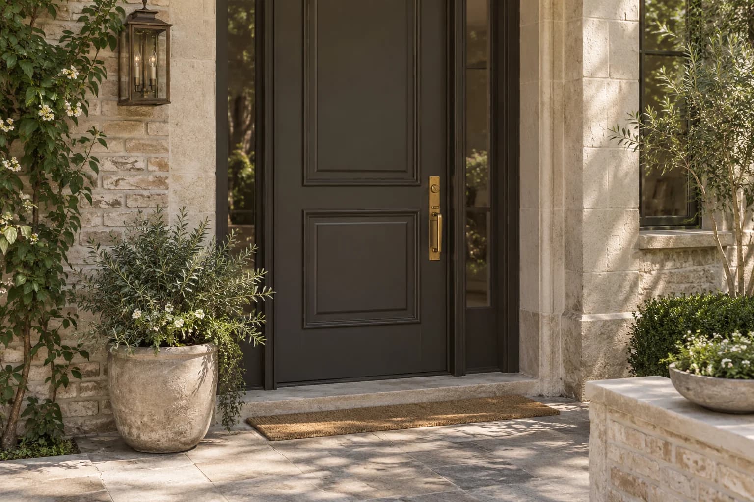 Front door featuring Black Bean paint