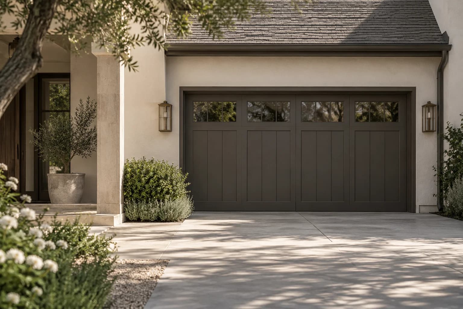 Garage door featuring Black Bean paint