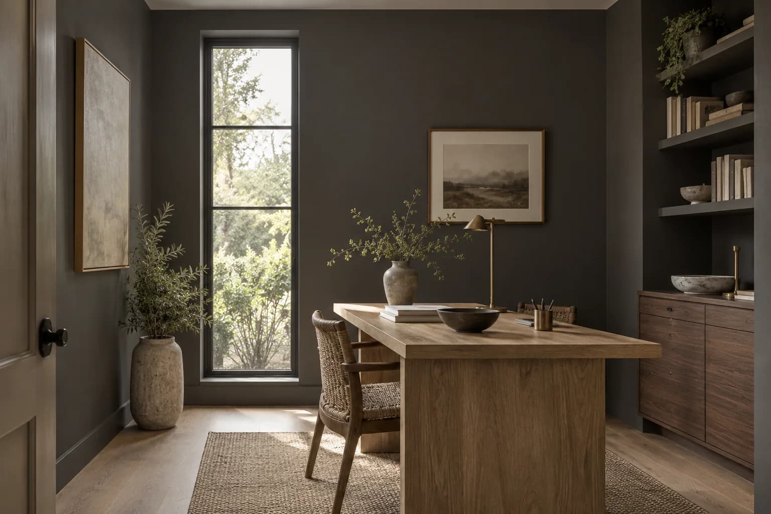 Home office featuring Black Bean paint