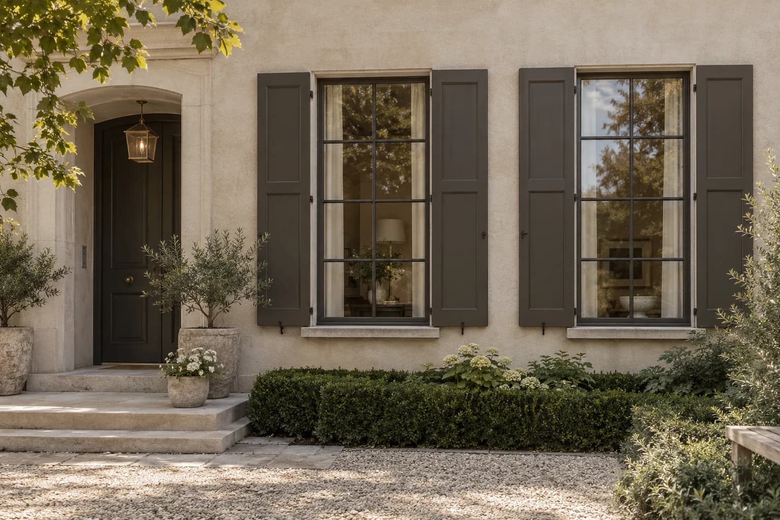 Shutters & trim featuring Black Bean paint