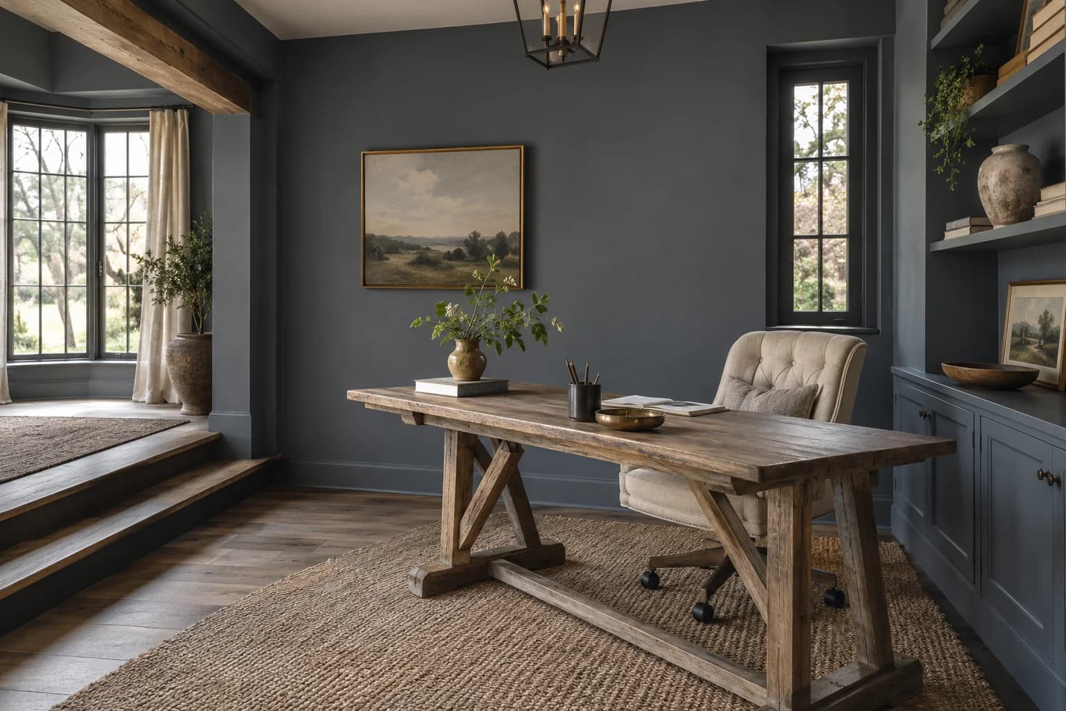 Home office featuring Blue Steel paint