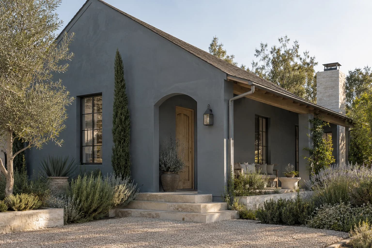 Stucco featuring Blue Steel paint