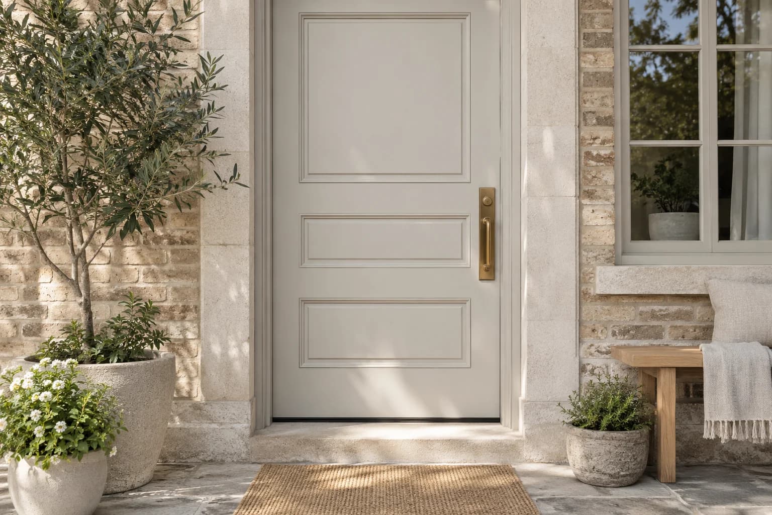 Front door featuring Foggy Day paint