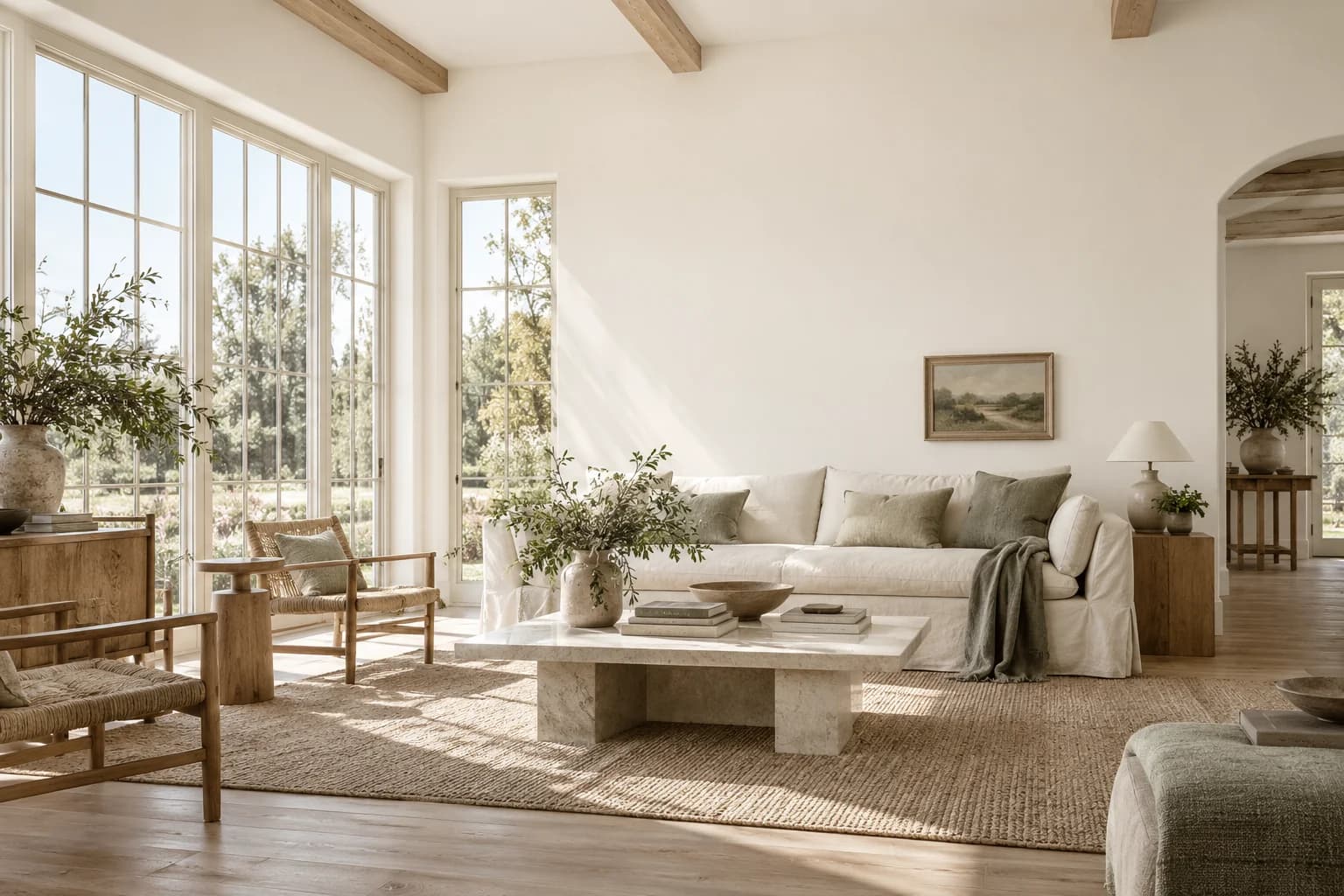 Milk Glass walls in a modern cottage living room