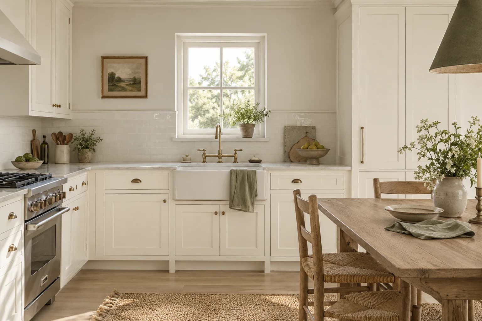 Kitchen cabinets featuring Milk Glass paint