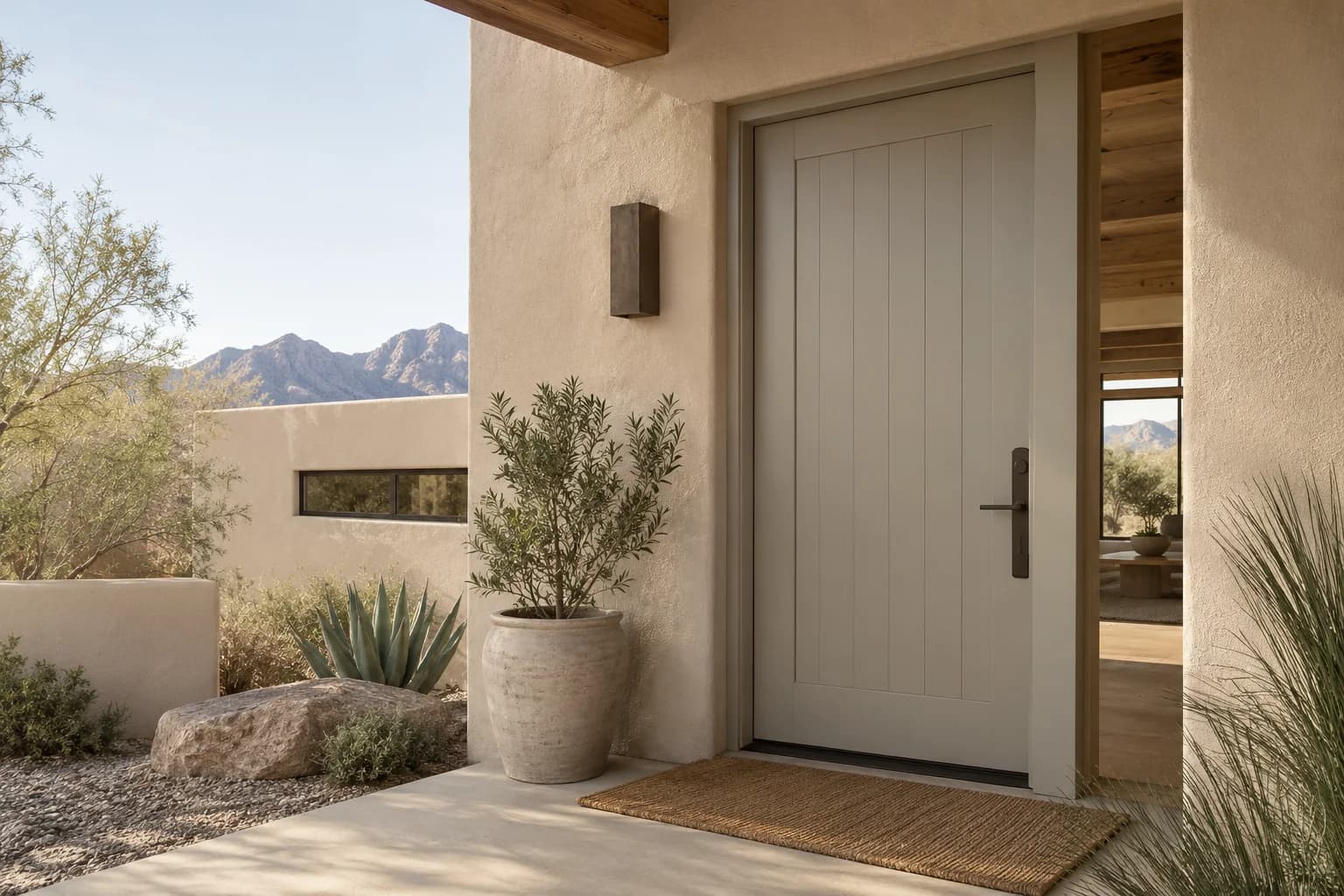 Front door featuring Porous Stone paint
