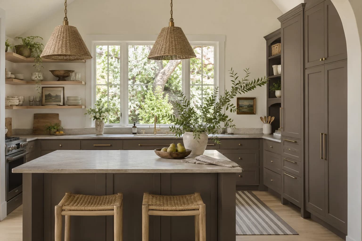 Kitchen cabinets featuring Weathered Brown paint