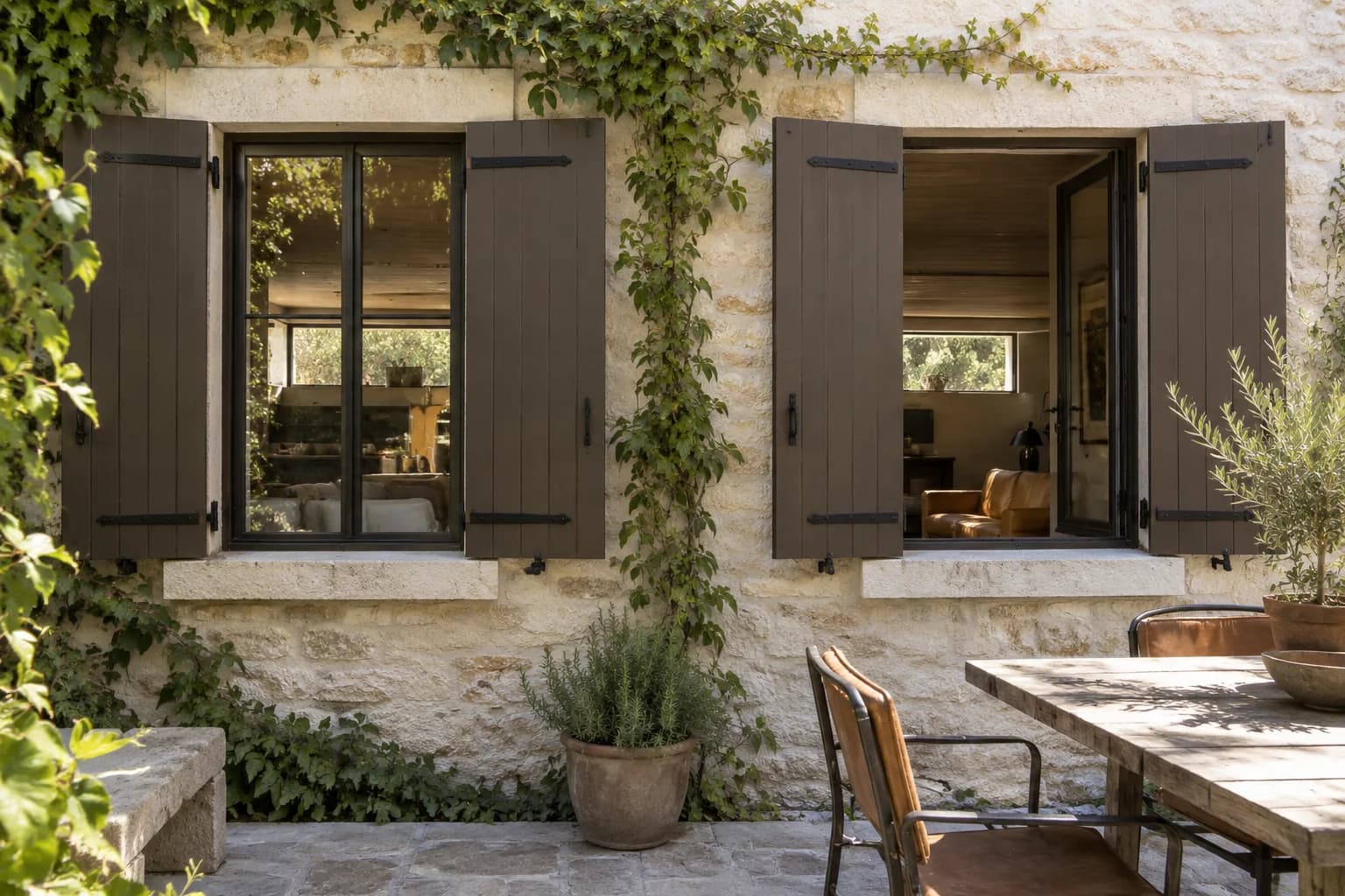Shutters & trim featuring Weathered Brown paint