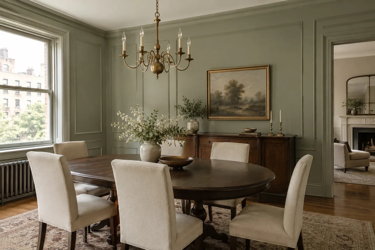 Dining room featuring Evergreen Fog paint