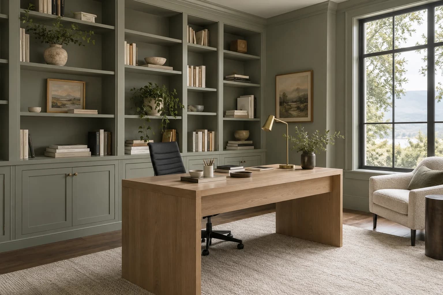 Home office featuring Evergreen Fog paint