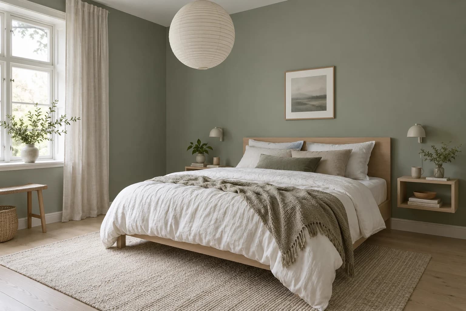Bedroom featuring Evergreen Fog paint