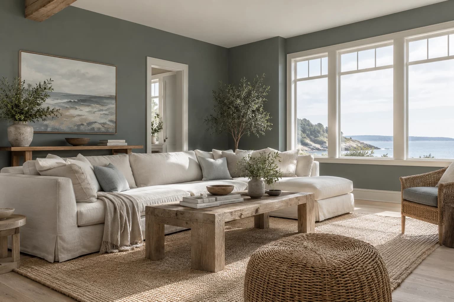 De Nimes walls in a coastal living room