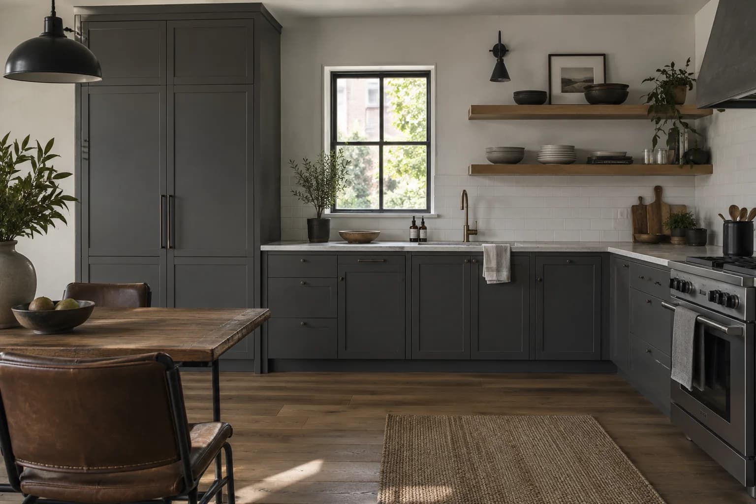 Kitchen cabinets featuring Down Pipe paint