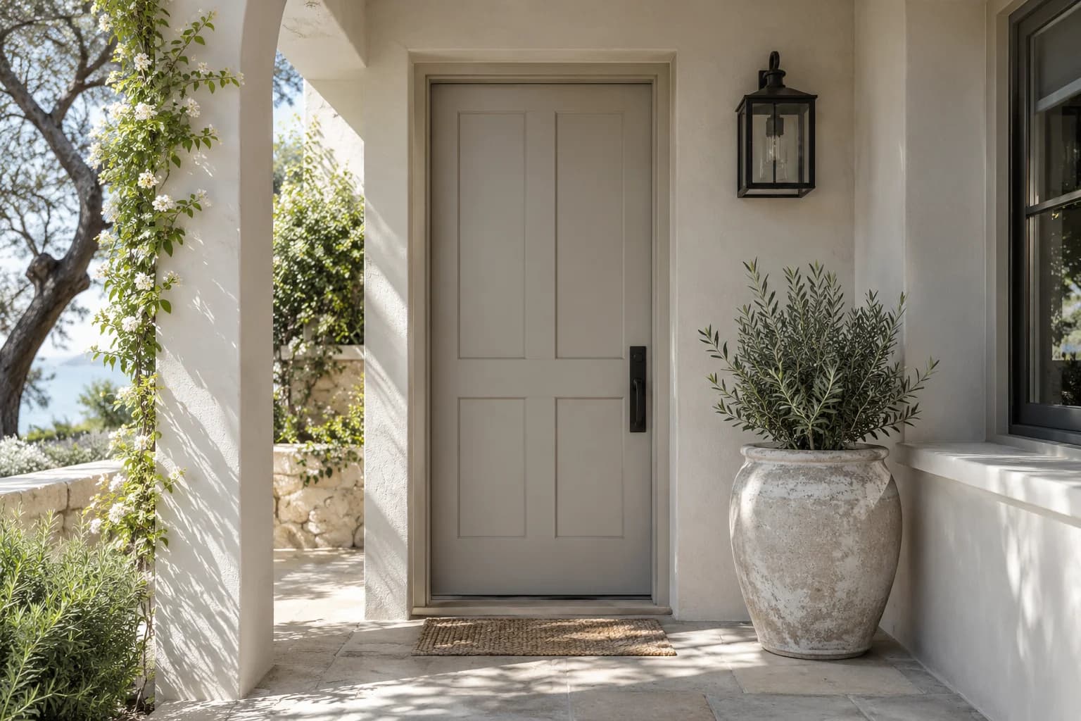 Front door featuring Elephant's Breath paint