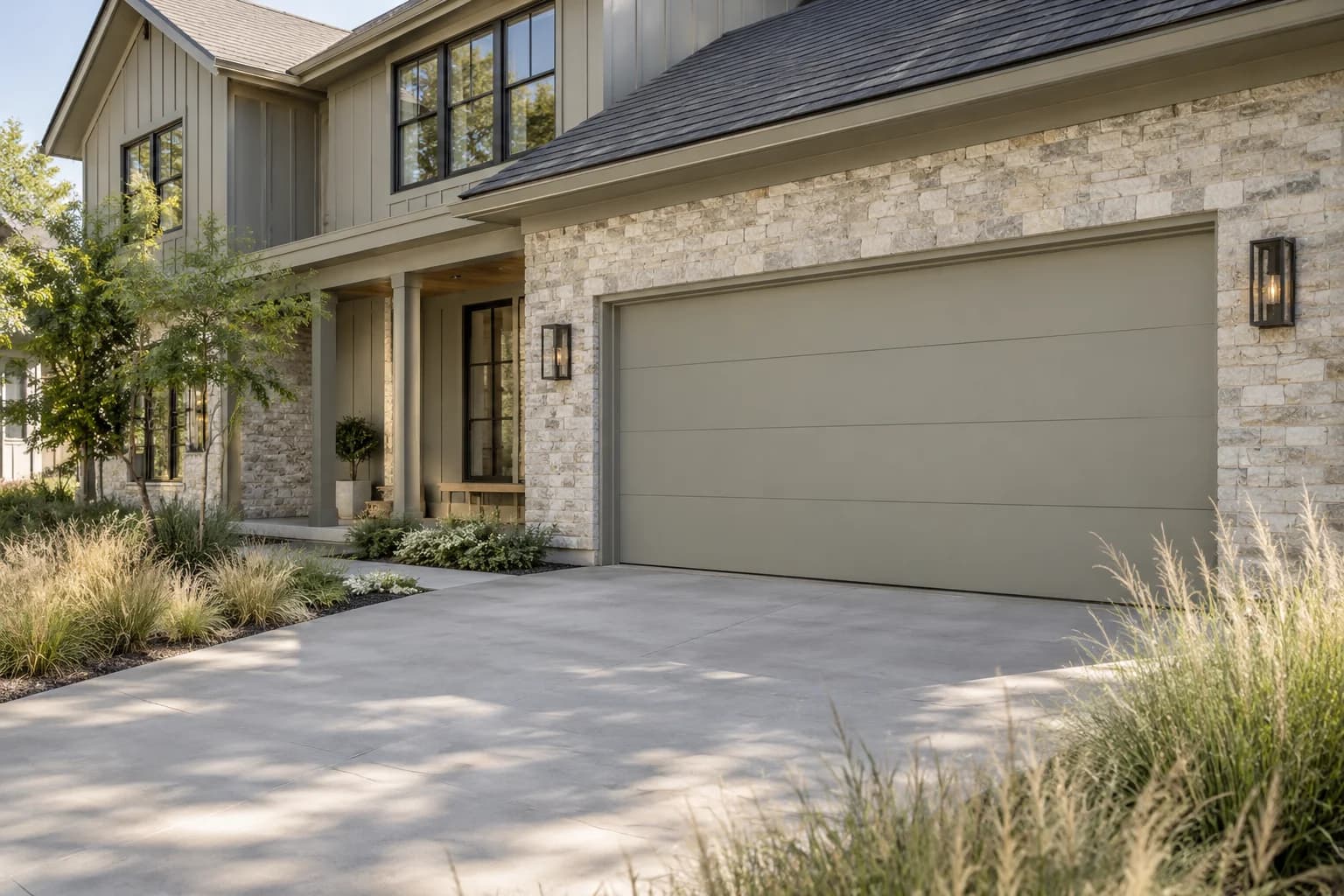 Garage door featuring French Gray paint