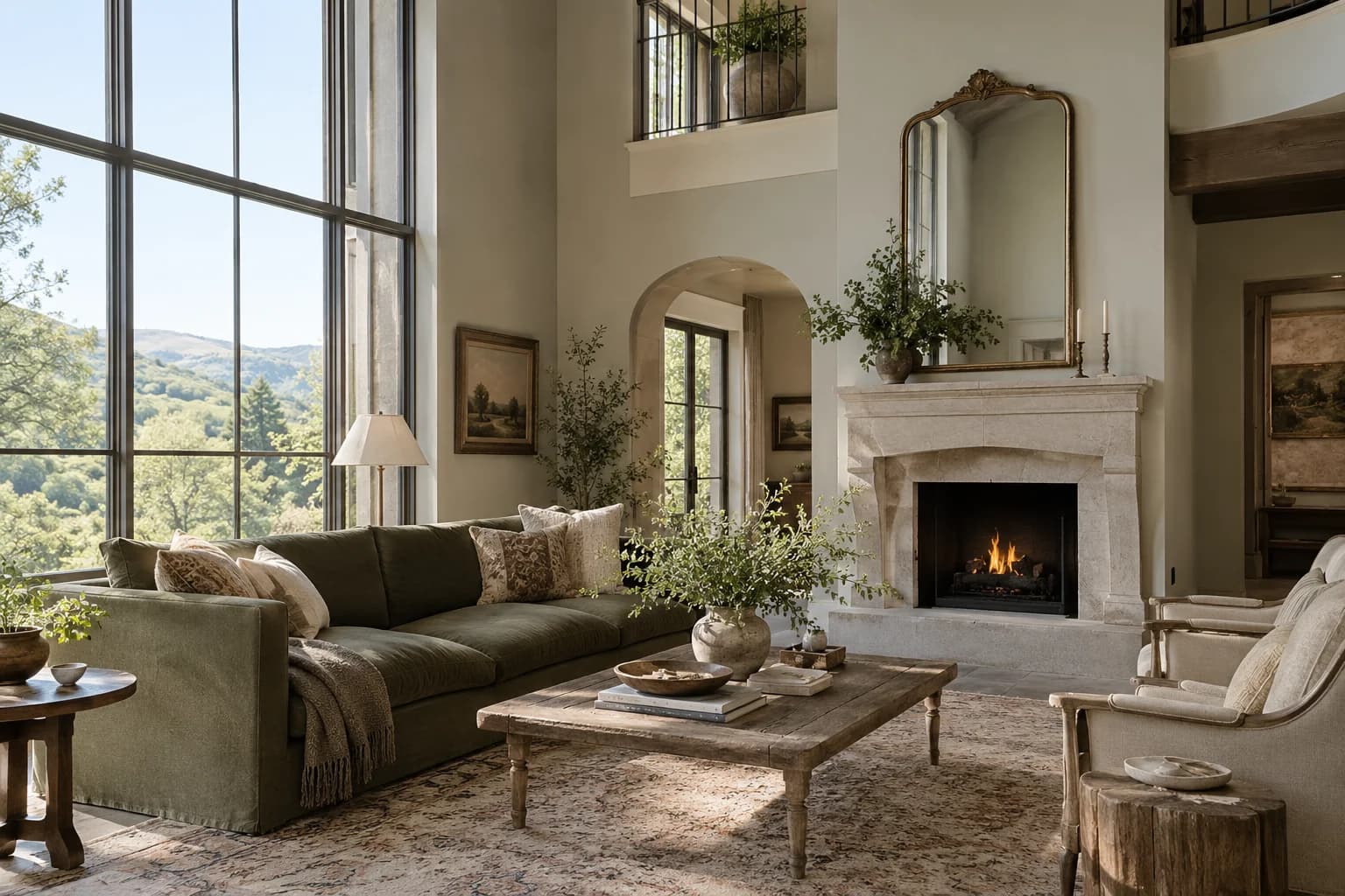 French Gray walls in a French country living room