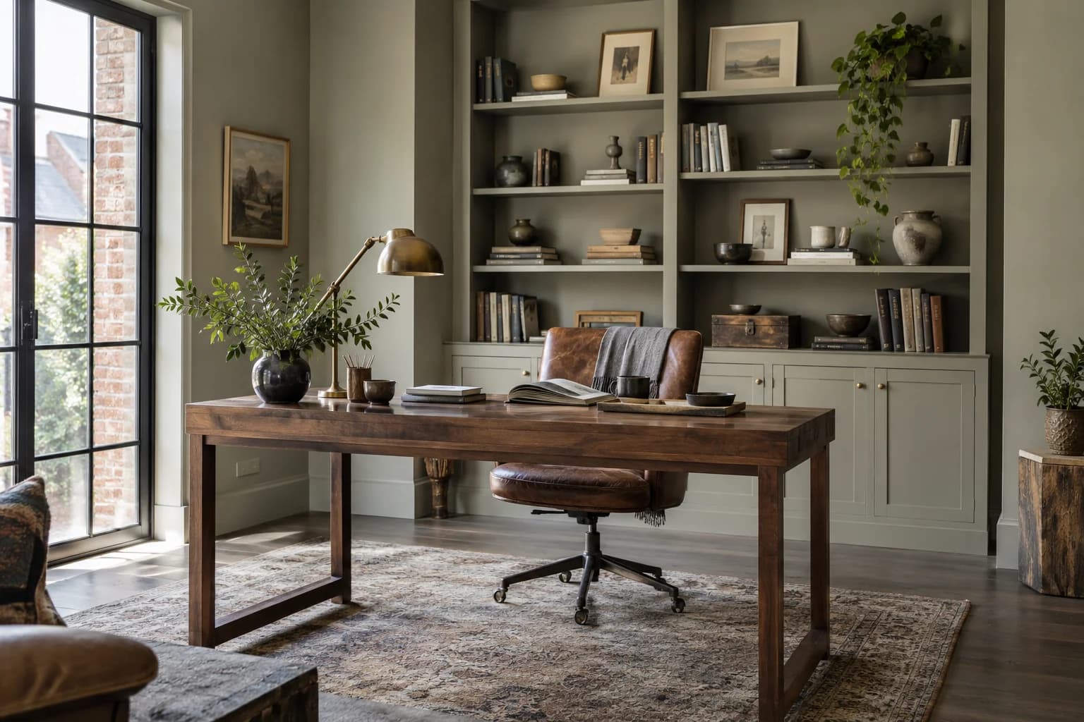 Home office featuring French Gray paint