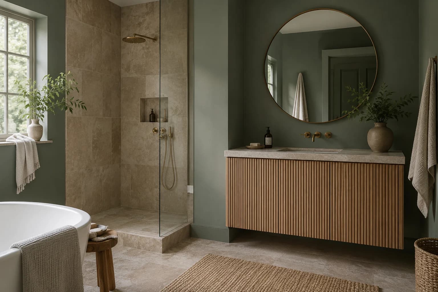 Bathroom featuring Green Smoke paint