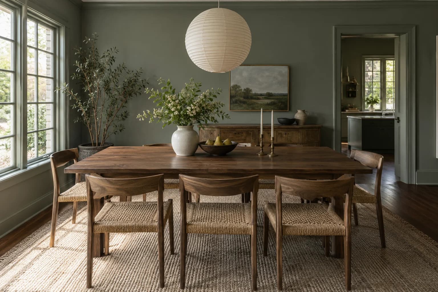 Dining room featuring Green Smoke paint