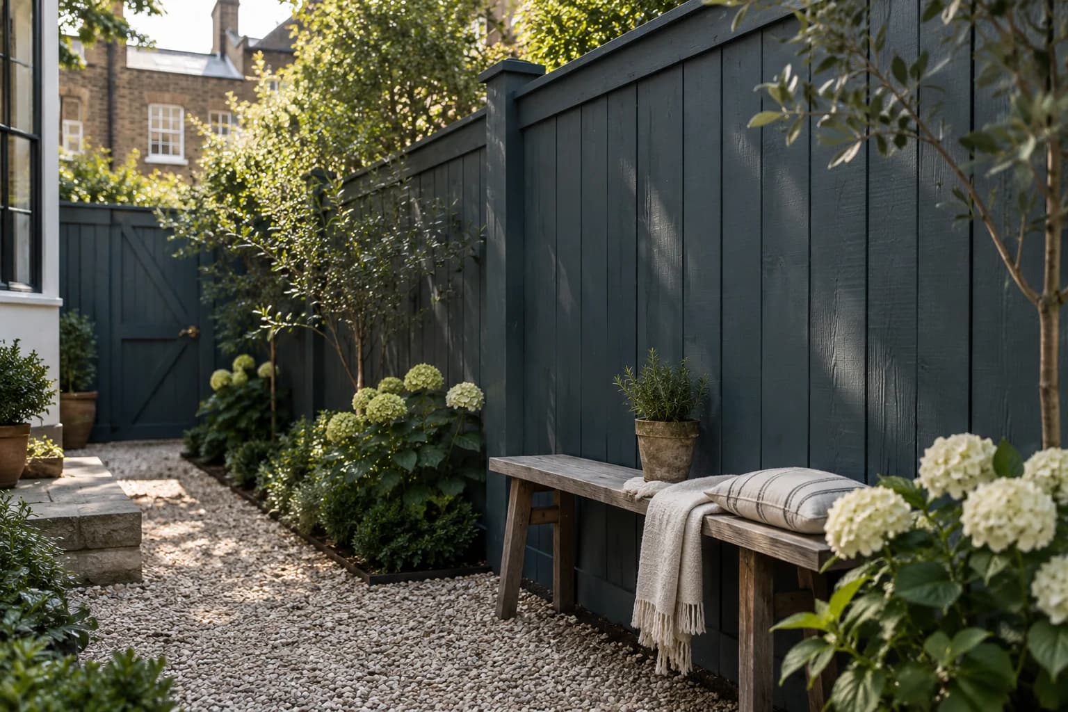 Fences & garden structures featuring Hague Blue paint