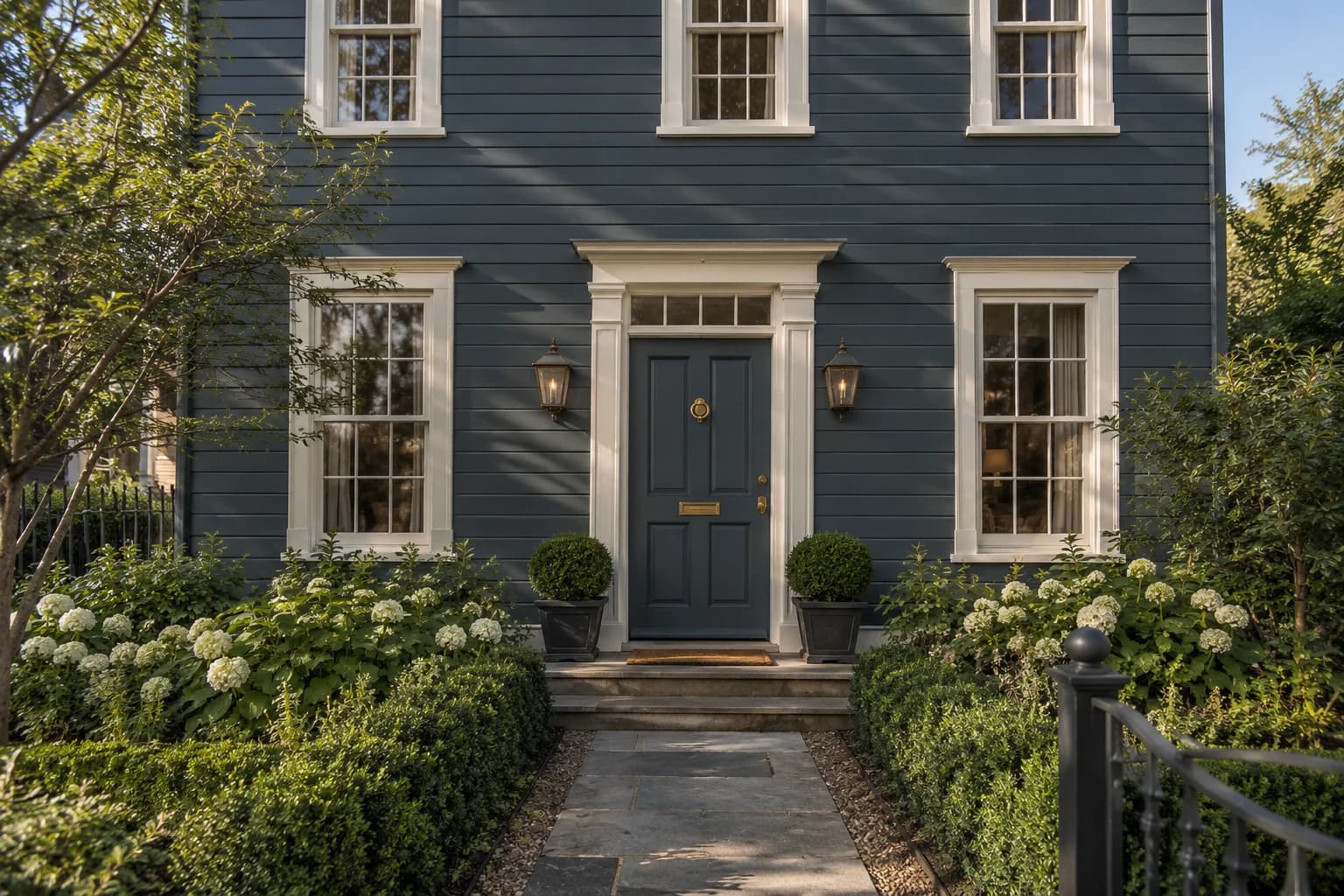 Siding featuring Hague Blue paint