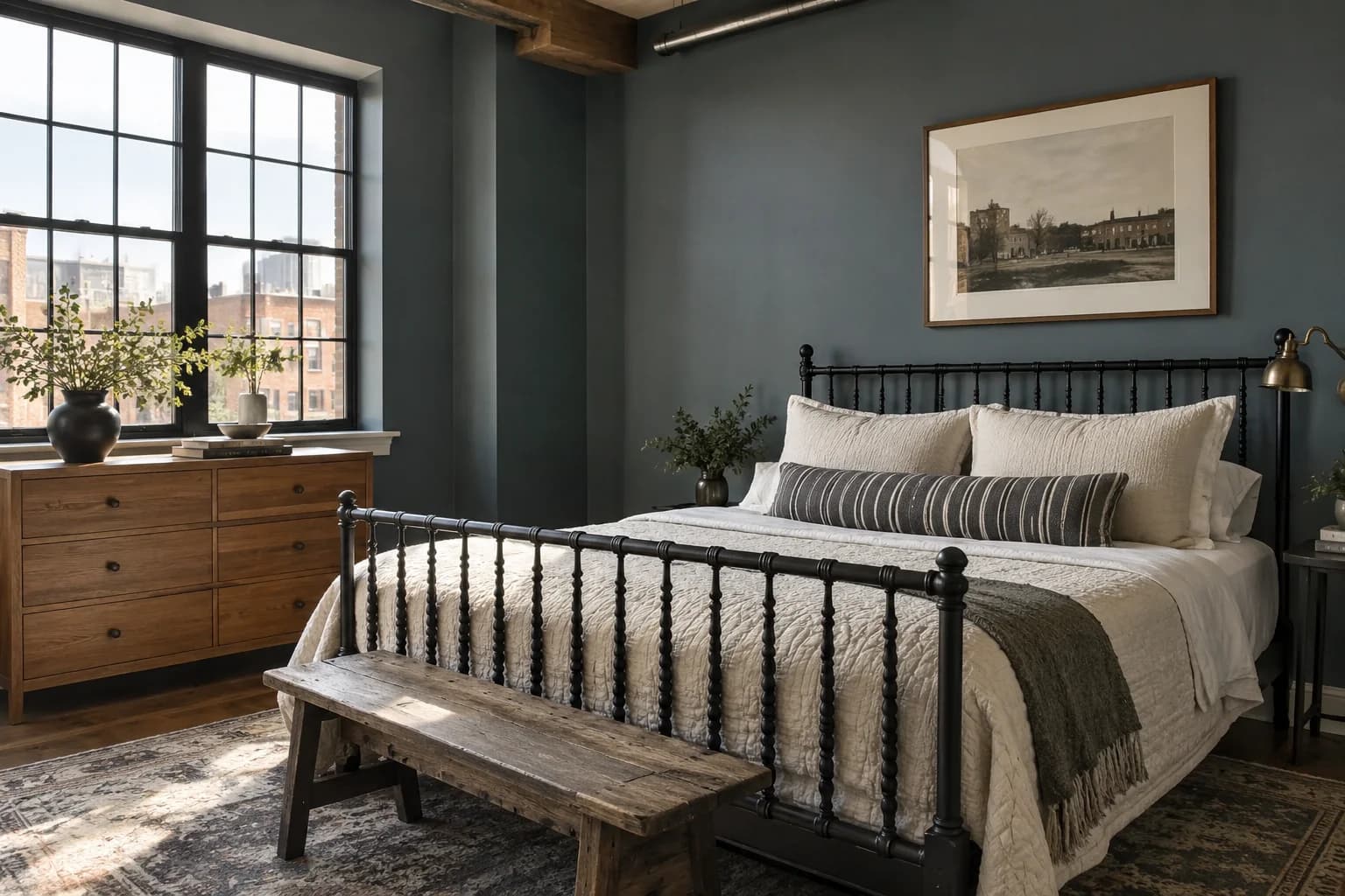 Bedroom featuring Inchyra Blue paint