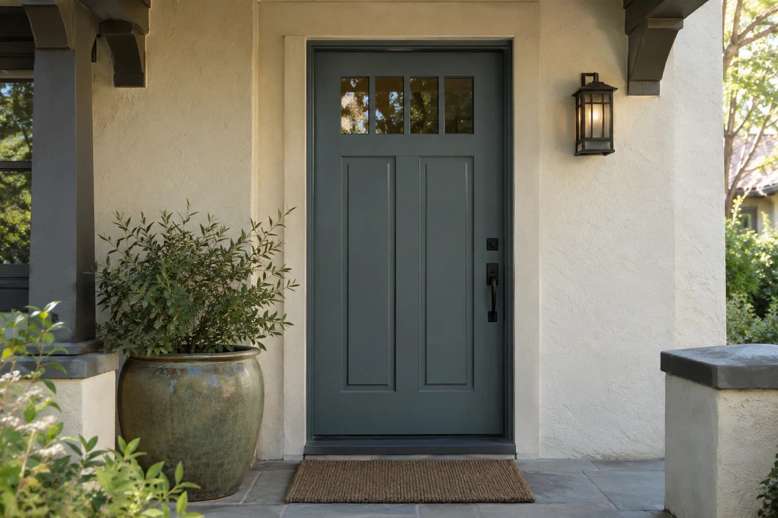 Front door featuring Inchyra Blue paint