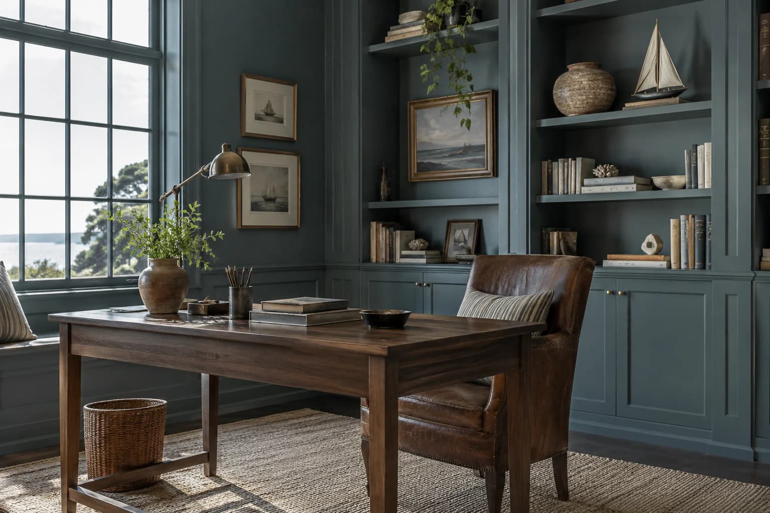 Home office featuring Inchyra Blue paint
