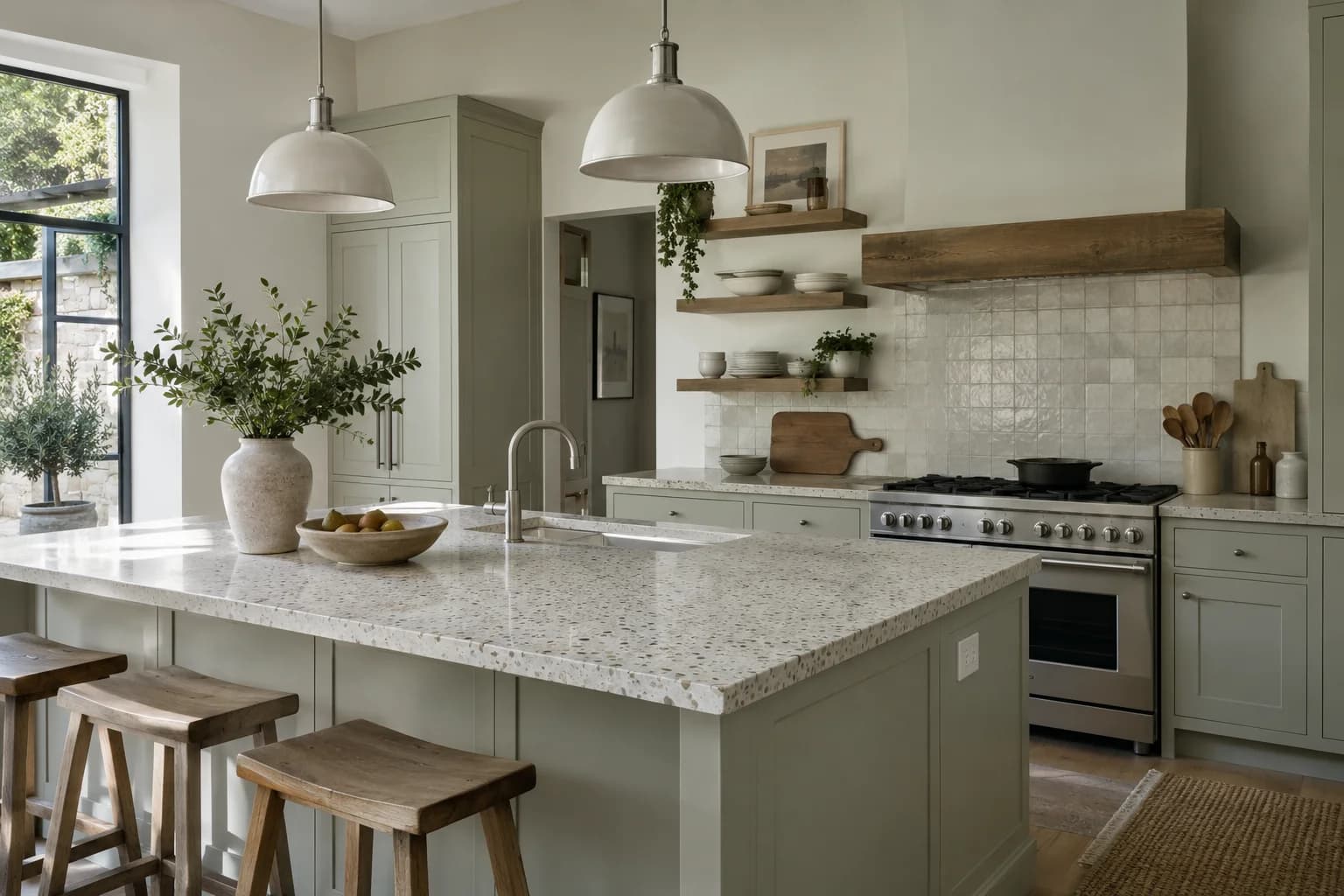 Kitchen cabinets featuring Mizzle paint