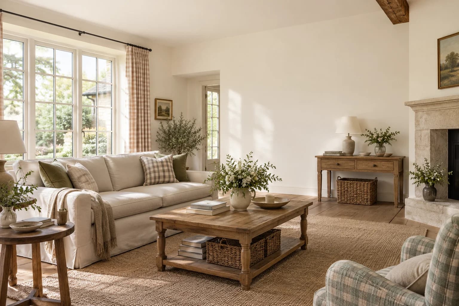 Pointing walls in a traditional cottage living room