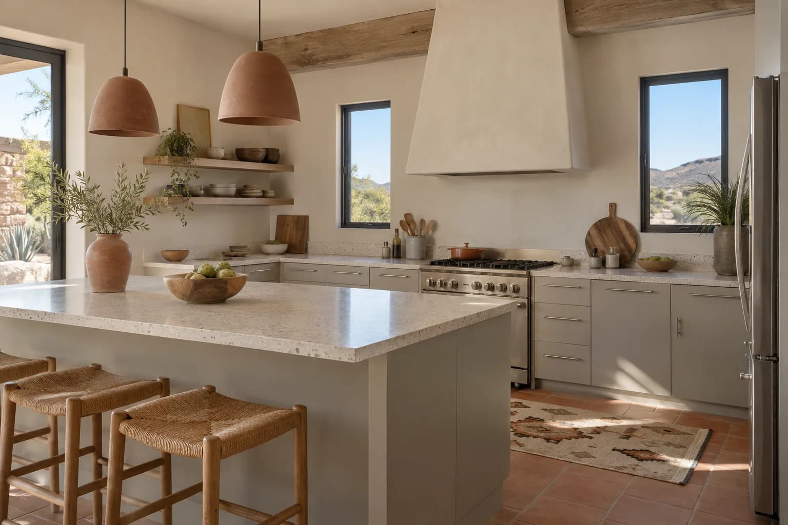 Kitchen cabinets featuring Purbeck Stone paint