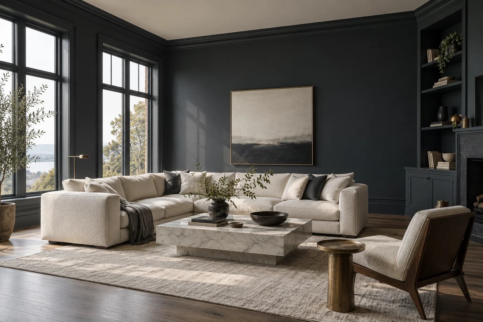 Railings walls in a contemporary living room