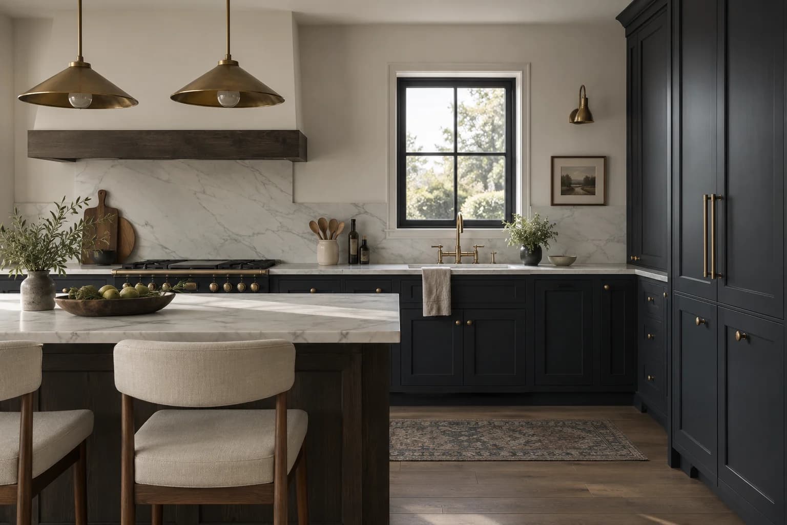 Kitchen cabinets featuring Railings paint