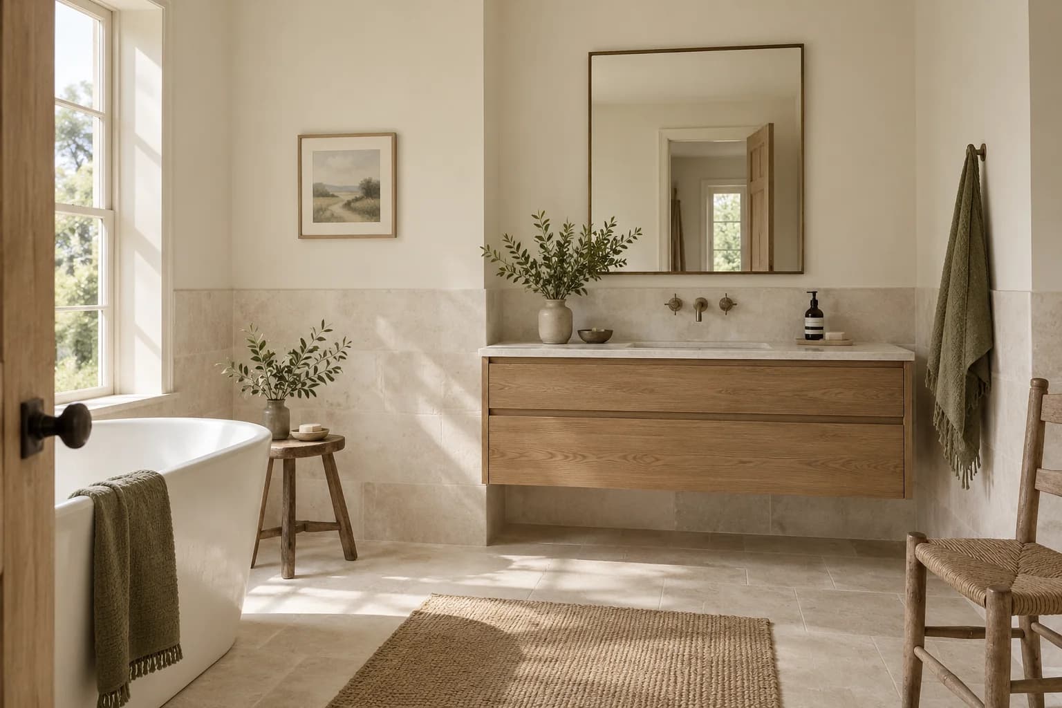 Bathroom featuring School House White paint