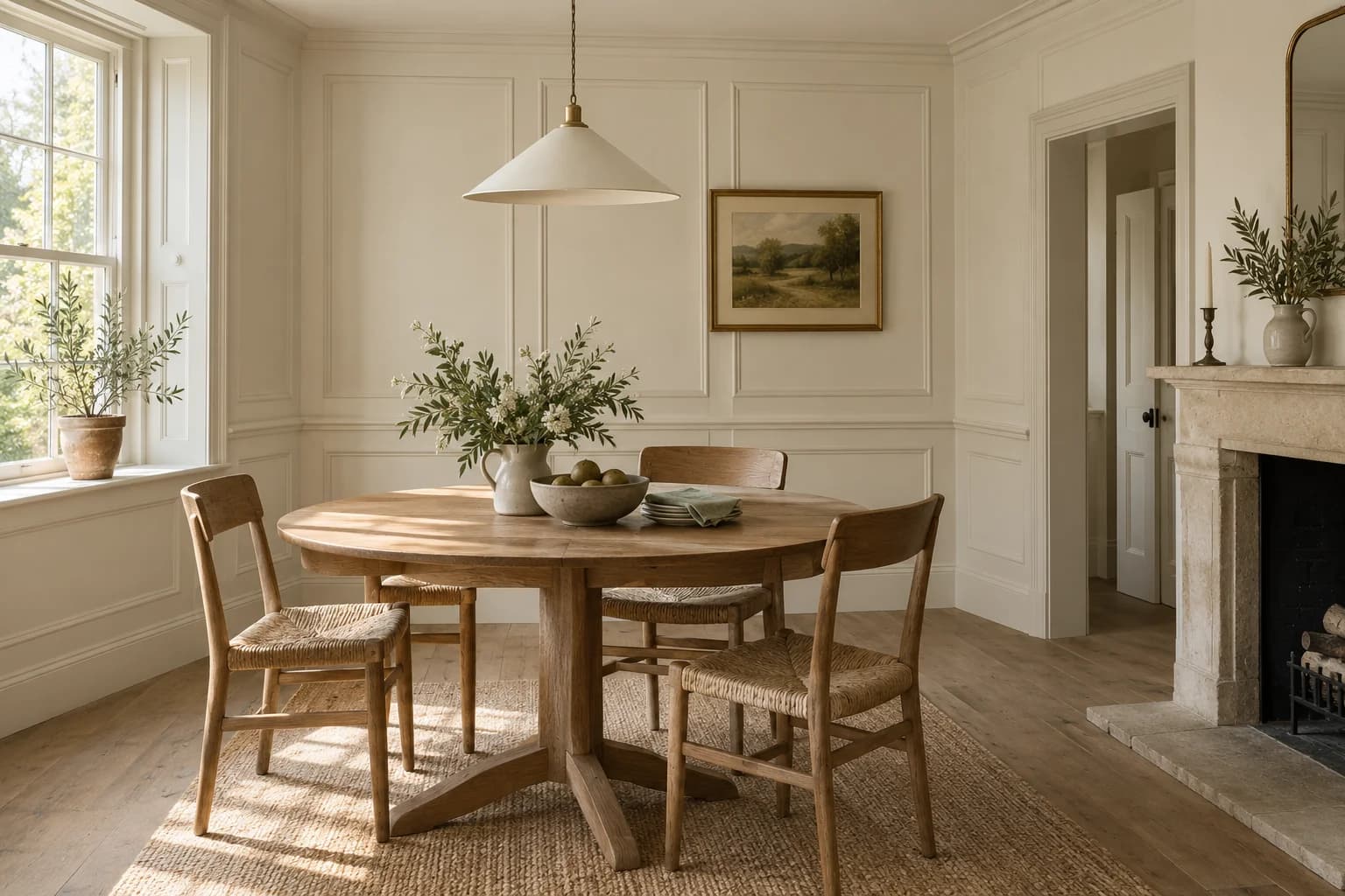 Dining room featuring School House White paint
