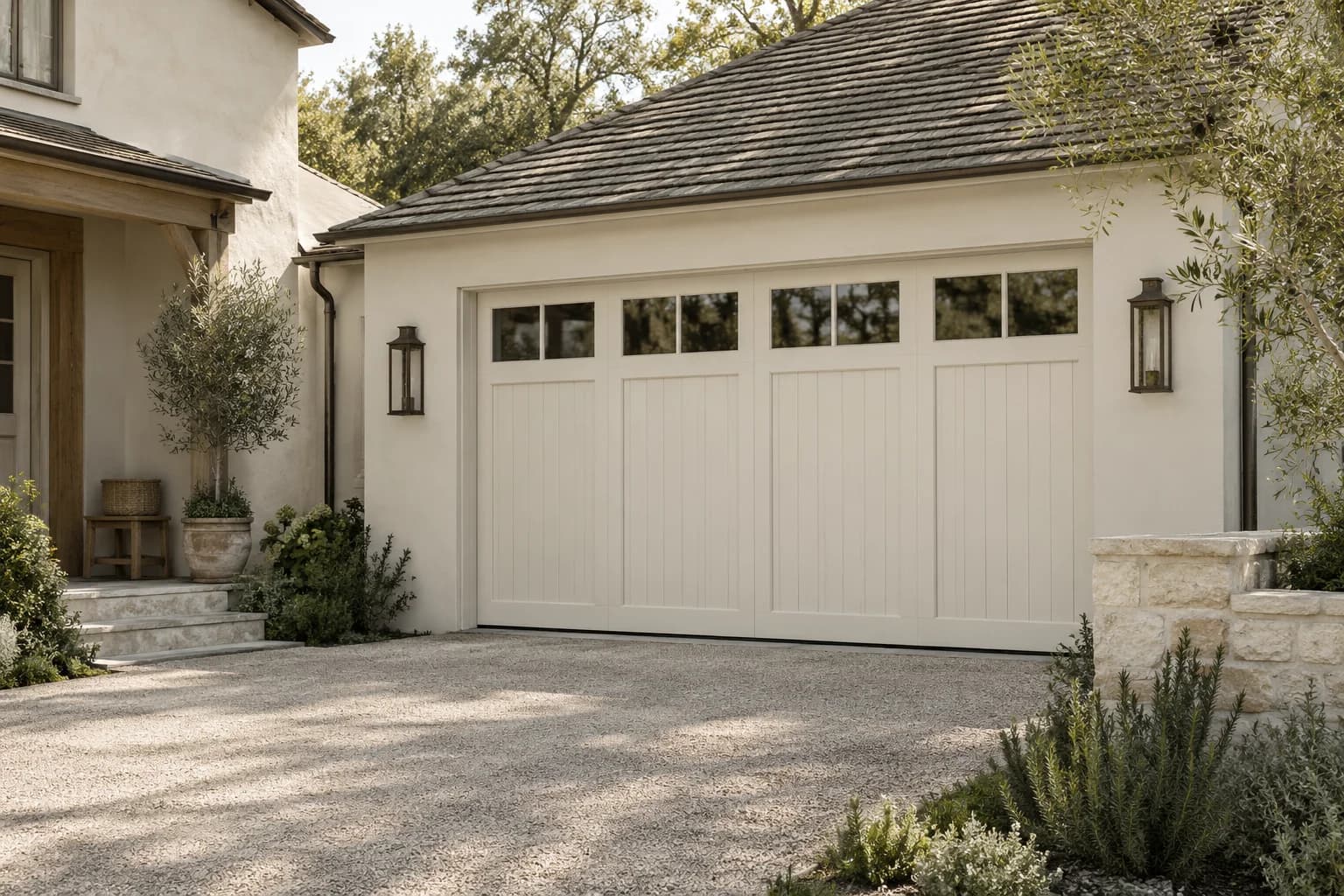 Garage door featuring School House White paint