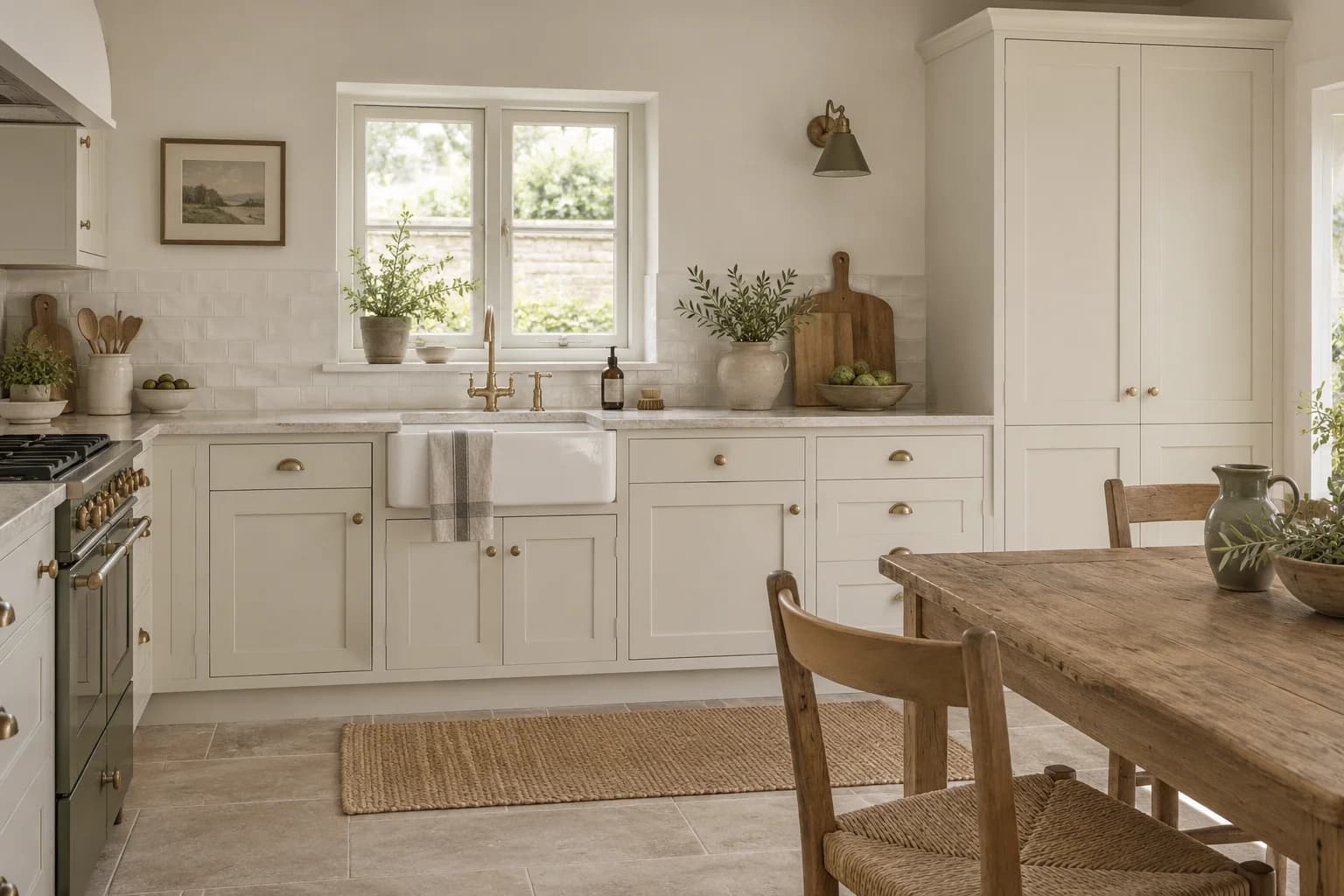 Kitchen cabinets featuring School House White paint