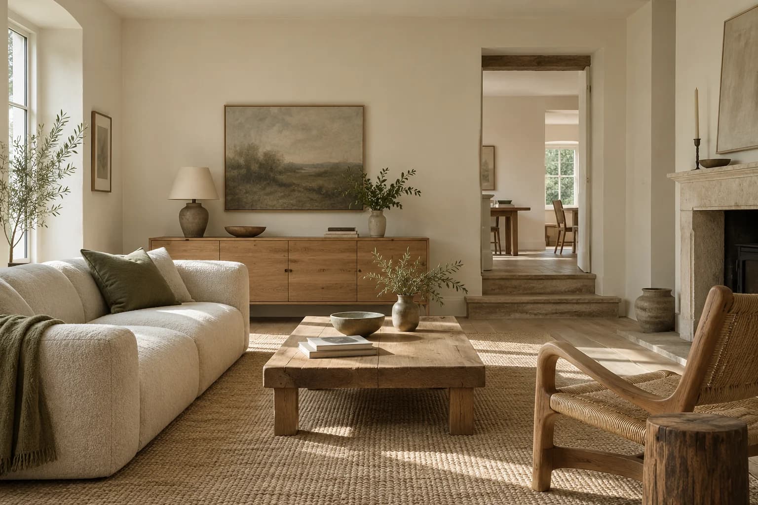 Living room featuring School House White paint