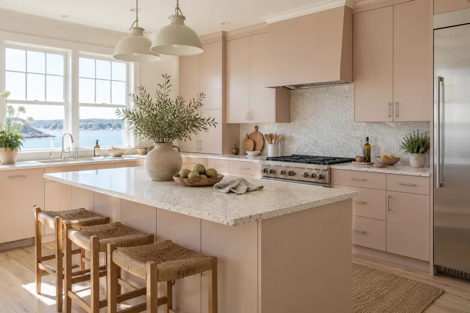 Kitchen cabinets featuring Setting Plaster paint