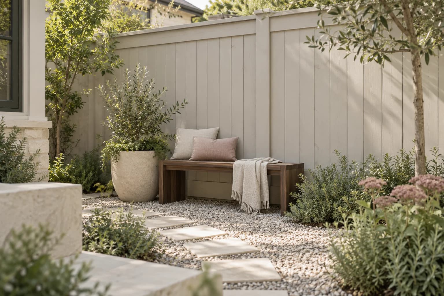 Fences & garden structures featuring Skimming Stone paint