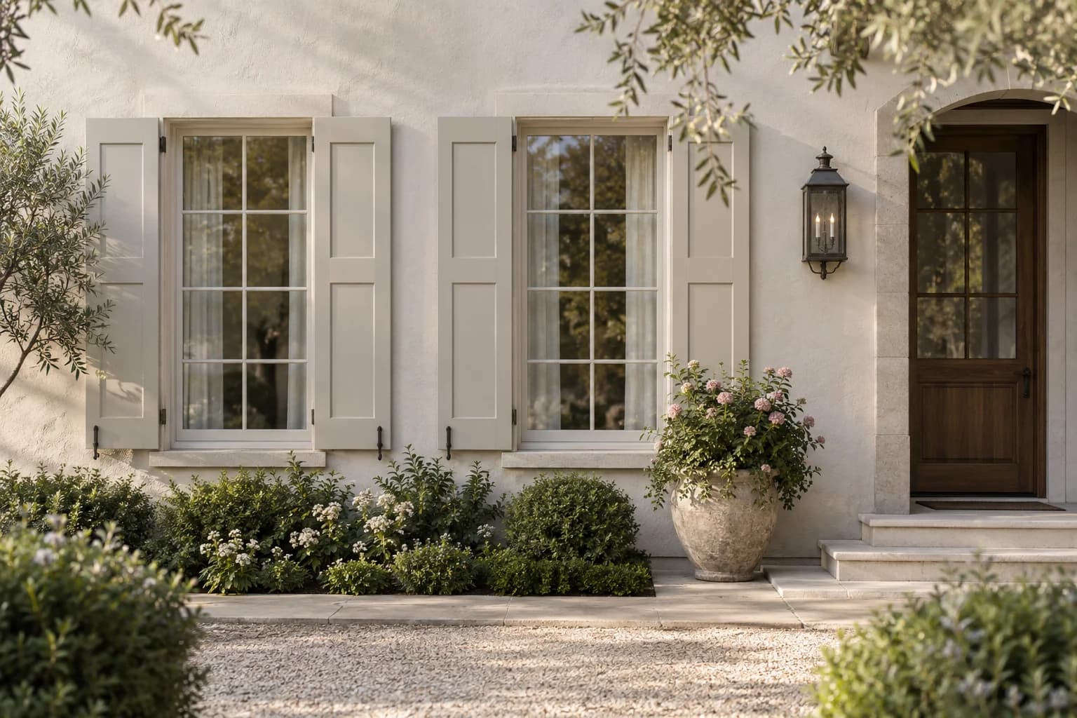 Shutters & trim featuring Skimming Stone paint