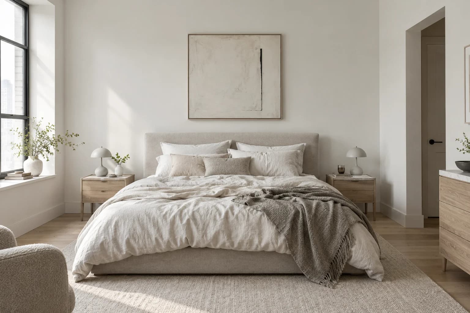 Bedroom featuring Strong White paint