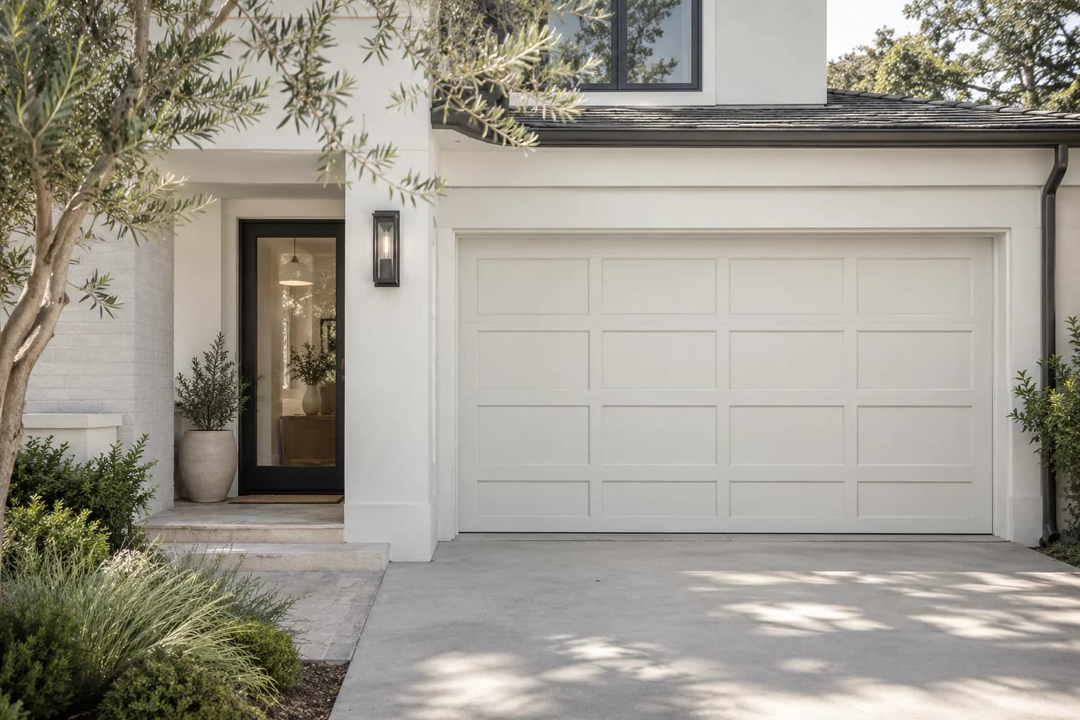 Garage door featuring Strong White paint