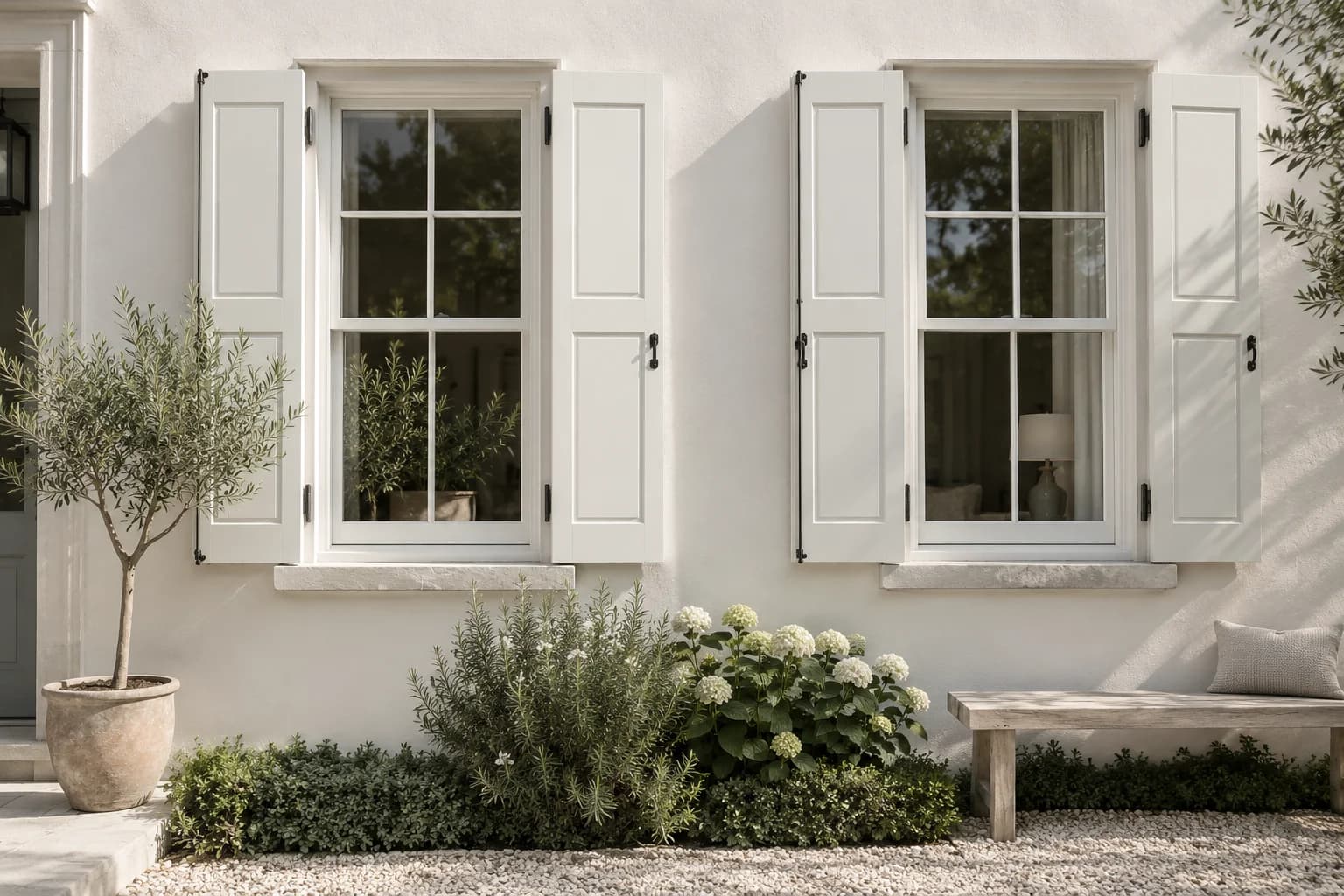 Shutters & trim featuring Strong White paint