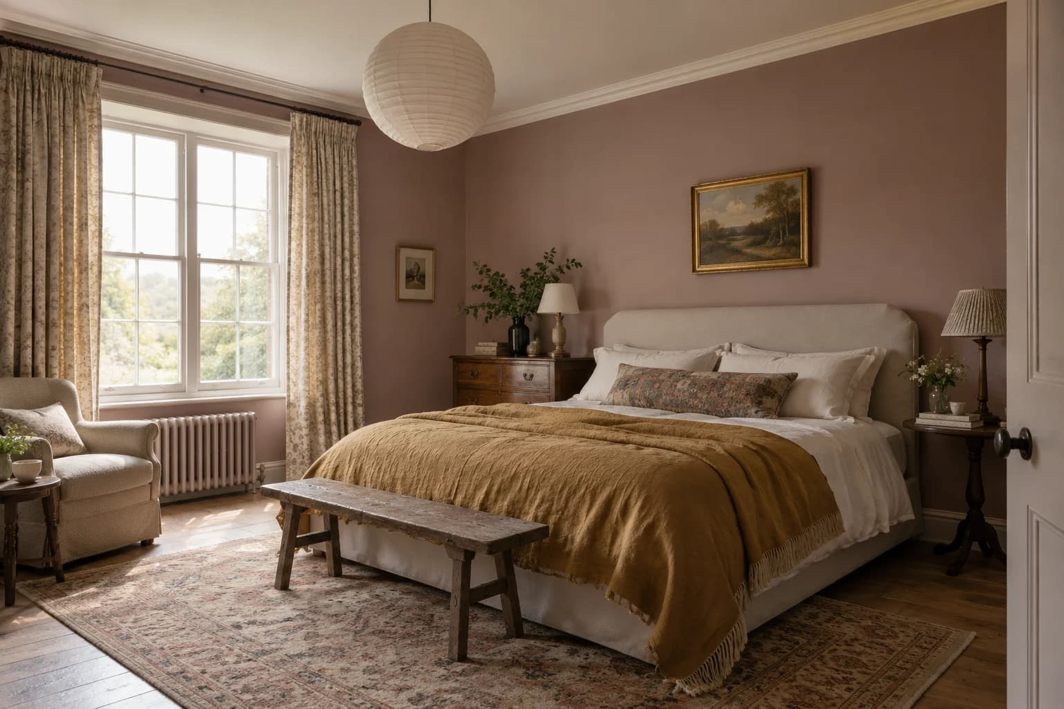 Bedroom featuring Sulking Room Pink paint
